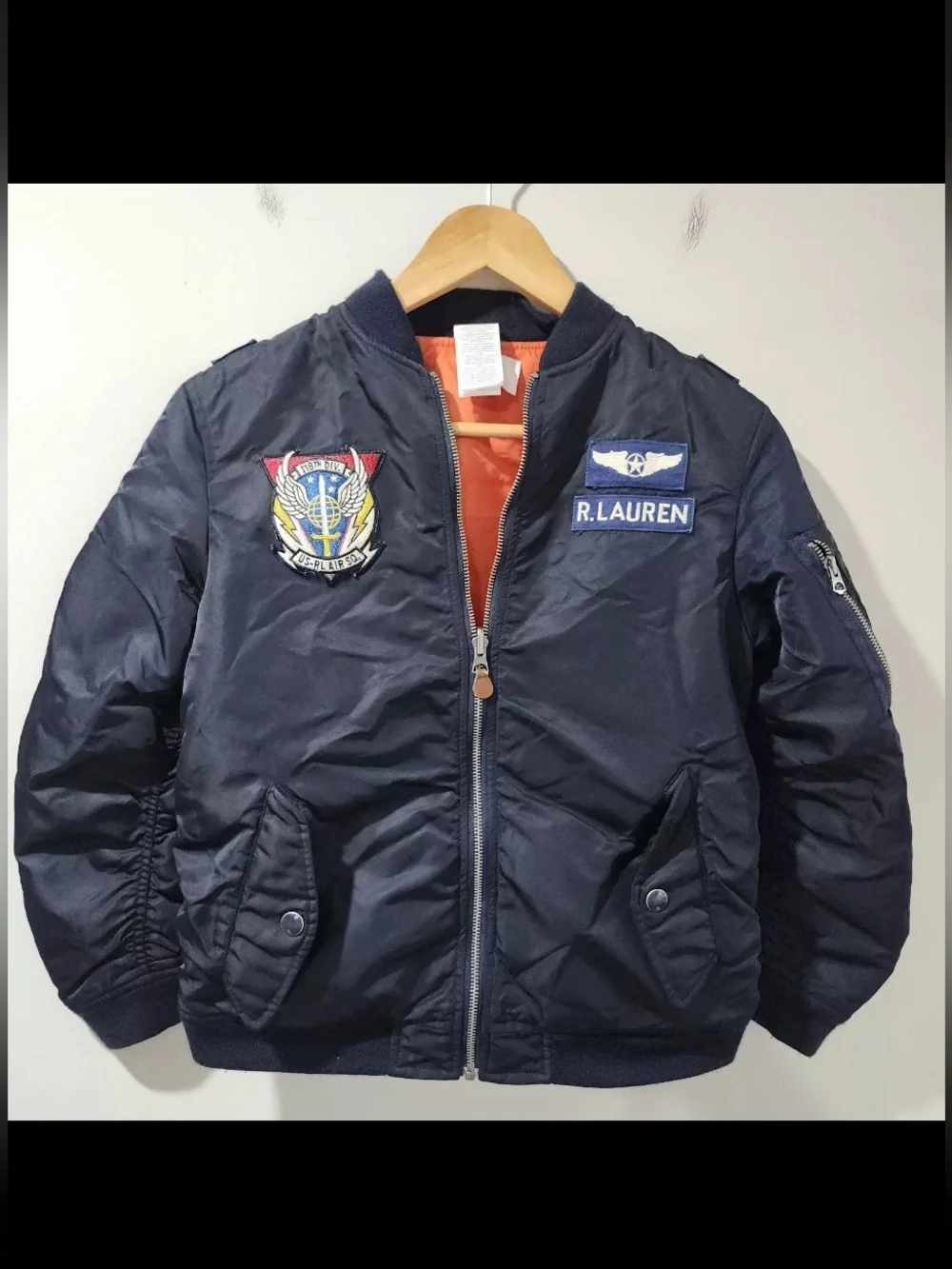 POLO Ralph Lauren Kids Navy Blue/Orange Reversible Military Bomber Flight Jacket